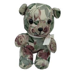 Vintage Teddy Bear Plush Schmidt-Cannon Multicolor Floral Fabric Pink Bow